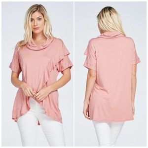 ❗️CLOSING SALE❗️ Dusty Pink Cowl Neck Tunic Top